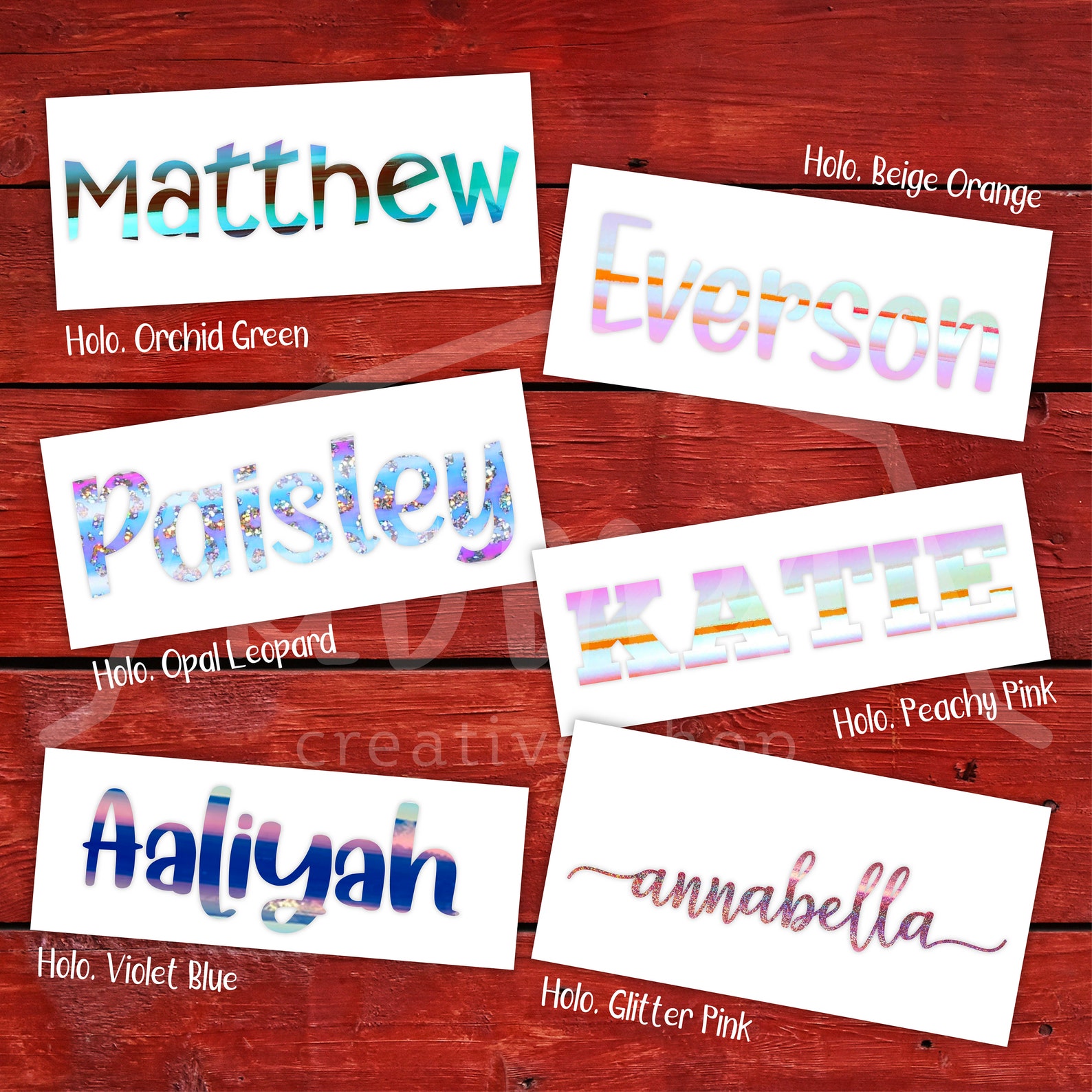 Holographic Name Decal Holographic Name Sticker Custom Name Etsy
