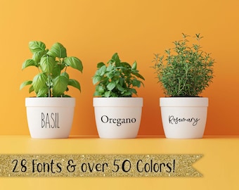 Herb Decals, Herb Decals Farmhouse, Herb Decals for Pots, Potted Plant Labels, Basil Label, Oregano Herb Labels, Gardening Label, Stickers