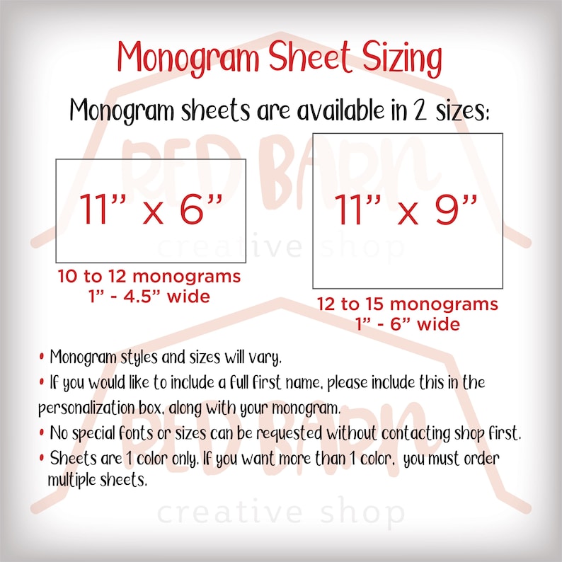 Monogram Decal Sheet, Monogram Sticker Sheet, Sheet of Monograms ...