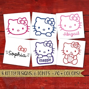 Hello Kitty Decal, Kitty Vinyl Decal, Hello Kitty Name Decal, Hello Kitty Vinyl Decal, Hello Kitty Sticker, Kitty Sticker, Custom Kitty Name
