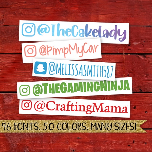 Instagram Decal Snapchat Sticker Instagram Label Username Car Decal Window Decal Personalized Custom Name Social Media