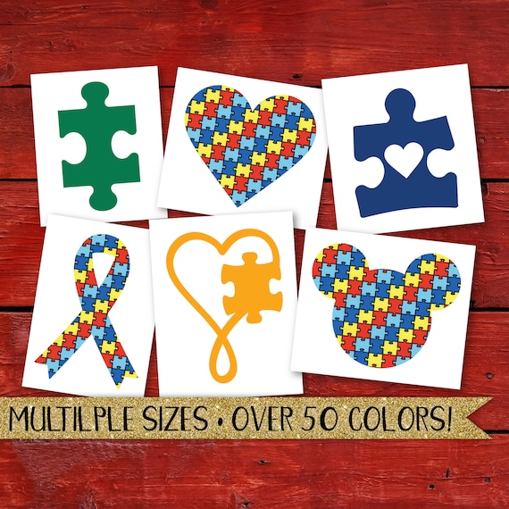 Autism Decal, Autism Sticker, Car Decal, Autism Awareness, Puzzle, Puzzle Piece Decal, Heart, Infinity Heart, Vinyl, Mickey Mouse, Ribbon