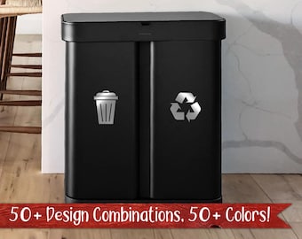 Trash Can Decal, Trash and Recycling Decal, Trash and Recycling Labels, Trash Can Decal Silver, Trash Can Labels, Recycle Bin Decal, Waste