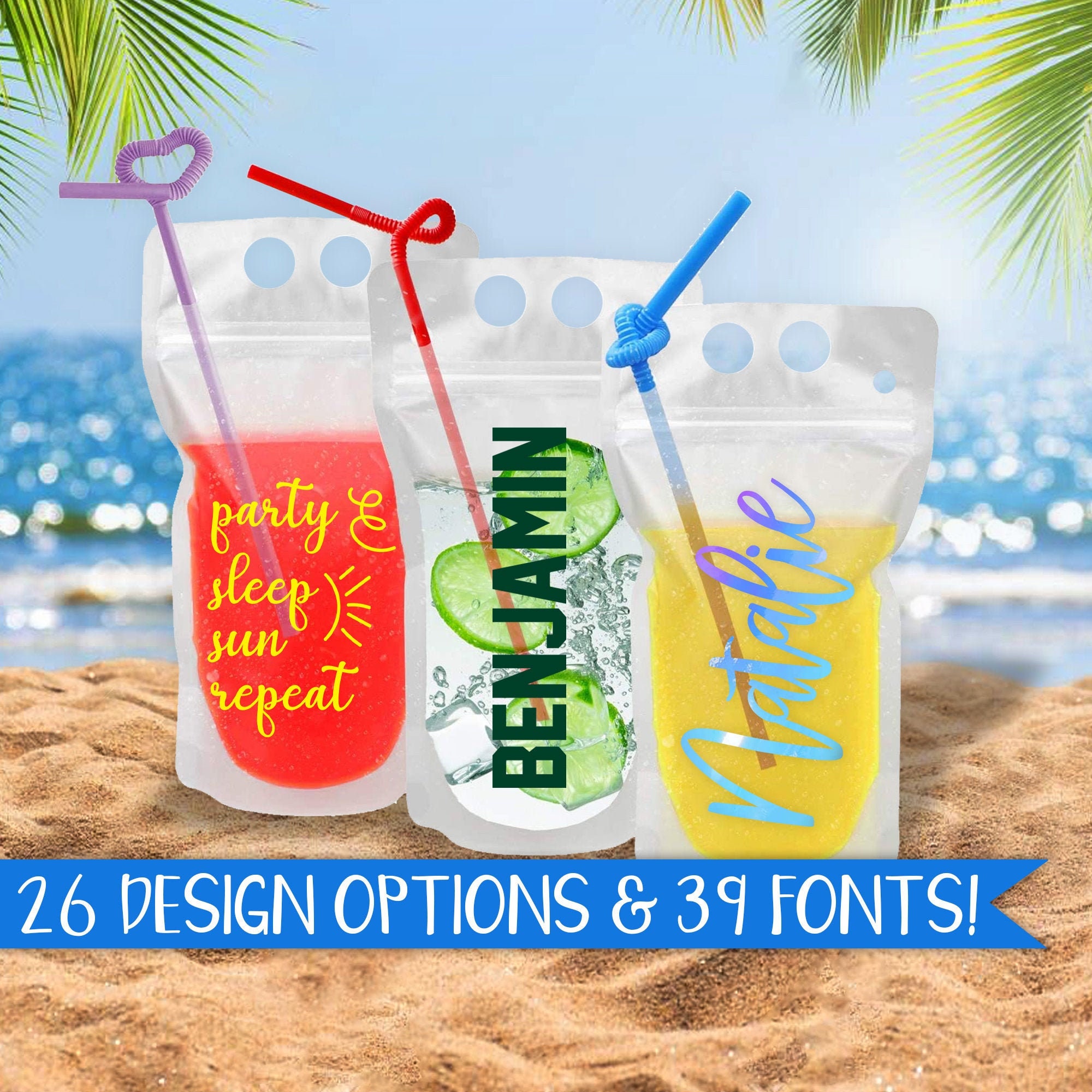 Drink Pouches Adult and Kids Custom Personalized Party Name Etsy