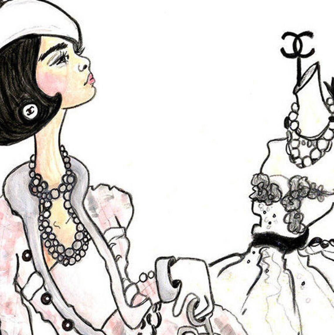 Fashion Coco Chanel Illustration Digital Printable | Etsy
