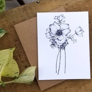 Blank Note Cards, Set of 10 Notecards, Note Cards Floral, Note Cards with Envelopes, Thank You Notes, Notecards with Flowers, Notecard image 3