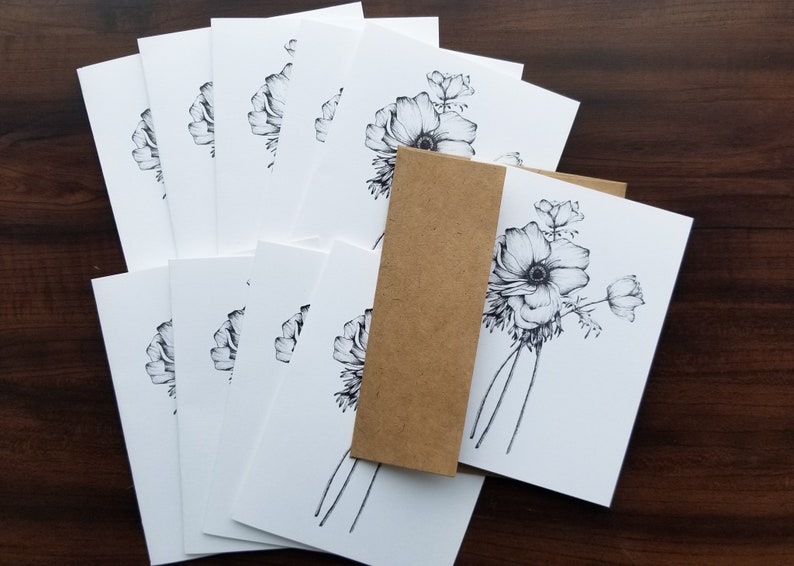 Blank Note Cards, Set of 10 Notecards, Note Cards Floral, Note Cards with Envelopes, Thank You Notes, Notecards with Flowers, Notecard image 6