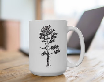 Mighty Pine Tree Coffee Mug, Tree Coffee Cup, Floral Coffee Mug, Coffee Cup Tree, Gift for Mom, Teacher Appreciation Gift, Coffee Lovers