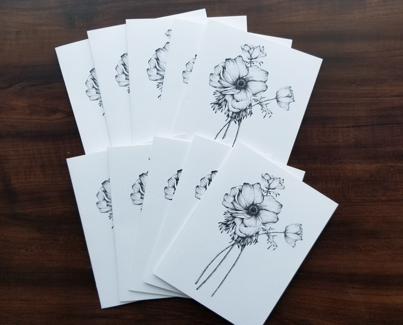 Blank Note Cards, Set of 10 Notecards, Note Cards Floral, Note Cards with Envelopes, Thank You Notes, Notecards with Flowers, Notecard image 5
