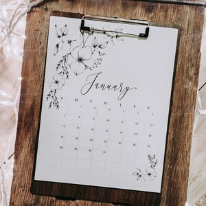 2024 Wall Calendar Floral Wall Calendar 2024 Calendar Clipboard Wall Calendar Monthly Calendar 2024 Christmas Gift For Her image 1