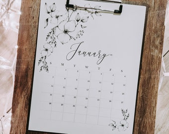 2024 Wall Calendar - Floral Wall Calendar- 2024 Calendar - Clipboard Wall Calendar - Monthly Calendar 2024 - Christmas Gift For Her