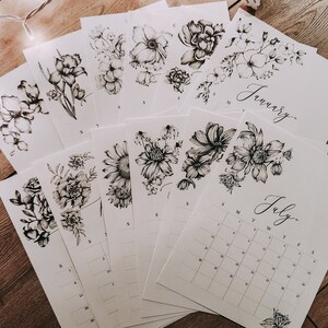 2024 Wall Calendar Floral Wall Calendar 2024 Calendar Clipboard Wall Calendar Monthly Calendar 2024 Christmas Gift For Her image 2