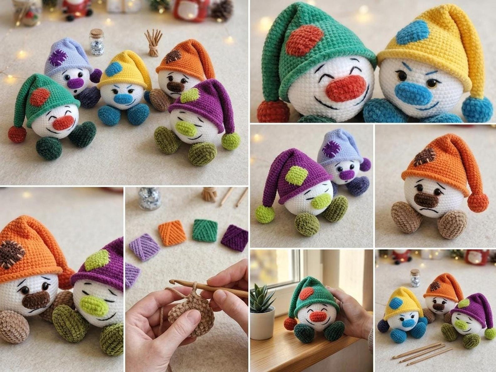 Patrón PDF de gnomo de ganchillo, Cinco expresiones / Amigurumi ...