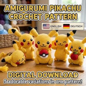 Niedliche, elektrisch gelbe Häkelanleitung (PDF), anfängerfreundliches Amigurumi-Plüschtier-Muster, einfacher Nähaufwand, ideal für den Markt.