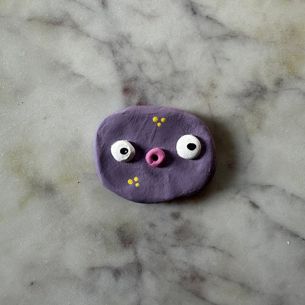 Handmade LOOPS Clay Silly, Weird Refrigerator Magnet Buddies, Adopt Your Own, Quirky Gift, Funny, Single Goofy Face Magnet