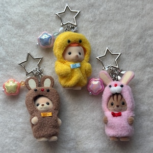 Calico Critters Beaded Keychain | Kawaii Baby Trio Mascot