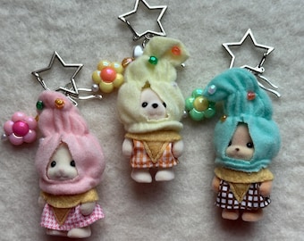 Calico Critter Ice Cream Cuties Keychain: Kawaii Beaded Charm