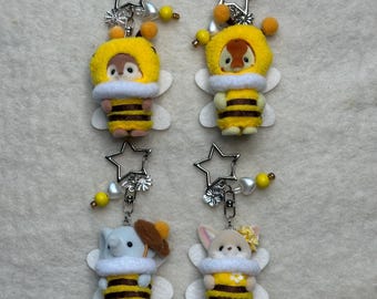 Happy Honeybee Babies Calico Critter Keychain | Kawaii Beaded Charm