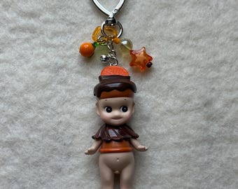 Authentic Sonny Angel Chocolate Orange Keychain | Beaded Bag Charm | Phone Charm Accessory