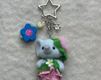 Calico Critter Keychain | Strawberry Fruit Series Beaded Charm