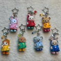 Calico Critter Keychain: Raincoat Babies Beaded Bag Charm