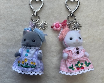 Calico Critter Keychain | Cute Keychain | Kawaii Keychain | Phone Charms | Sew Stylish Set Keychain | Belt Charm | Beaded Keychain