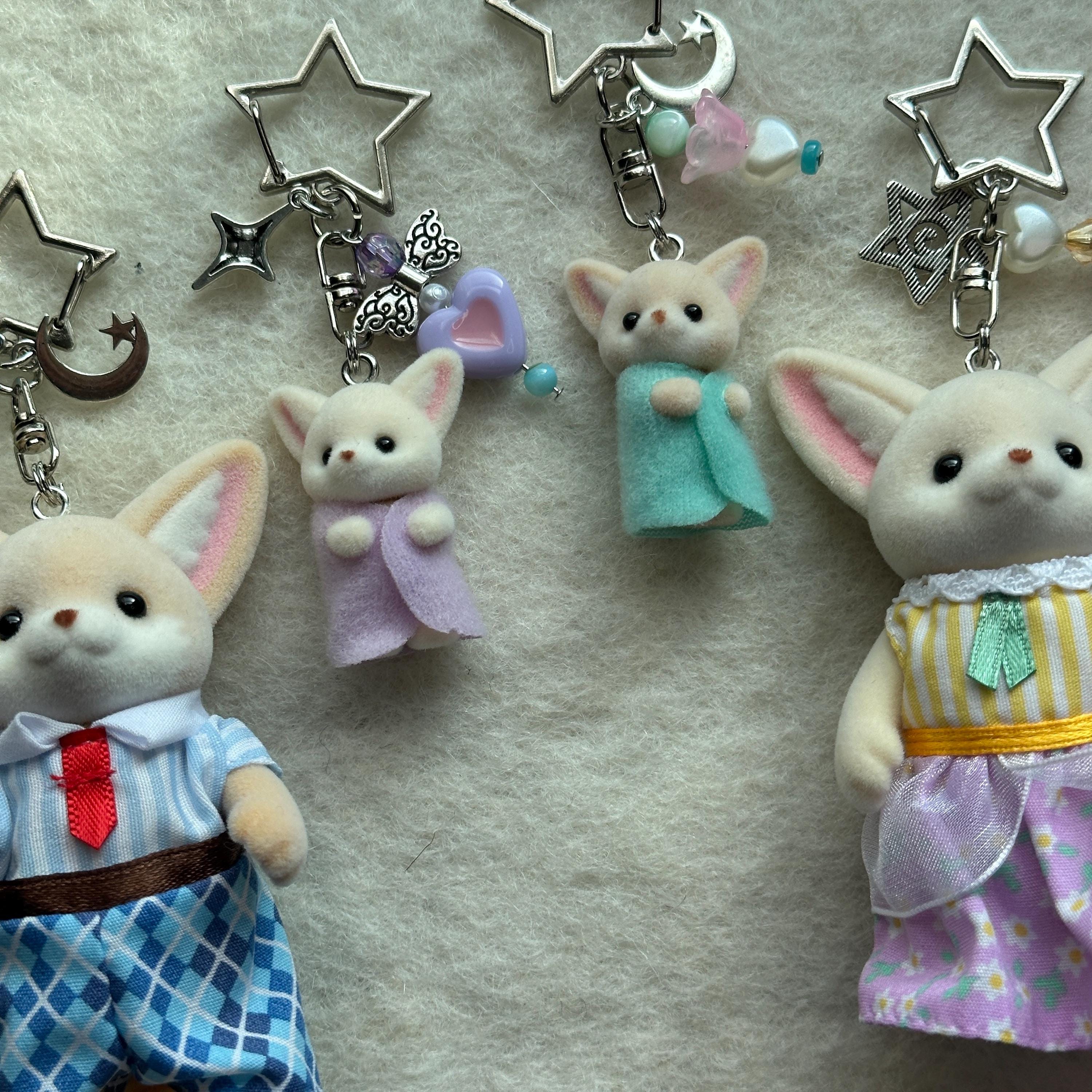 Calico Critter Fennec Fox Family Keychain: Beaded Kawaii Charm - Etsy