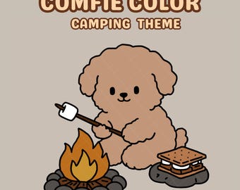 Dibujos para colorear de camping hechos a mano por Comfie Color (6 páginas)