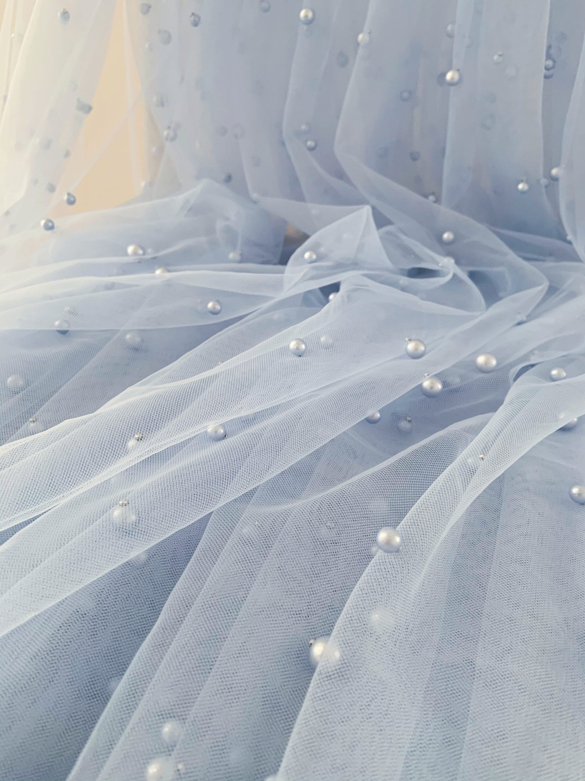 Baby Blue Pearl Tulle Fabric, Sky Blue Pearl Beaded Tulle, Light Blue  Beaded Pearl Tulle Lace Fabric by the Yard, Tulle Mesh With Pearls -   Norway