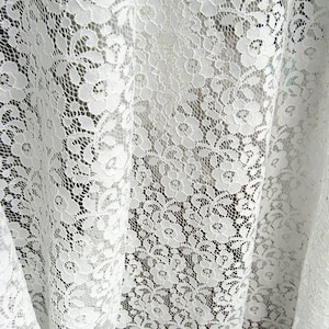 off white lace fabric, stretch lace fabric, rose flowers elastic lace fabric by yard ON SALE