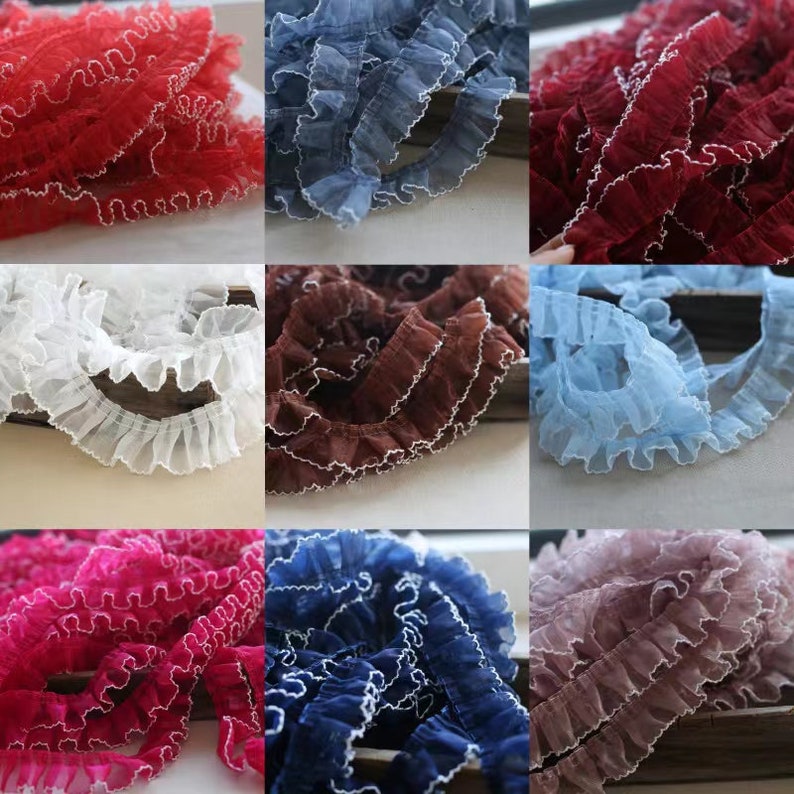 10 meter gele ruches trim, trimmen ruches, trimmen ruches voor jurk, cake jurk, tutu, pop jurk, kostuum, 10 kleuren Kopiëren afbeelding 9