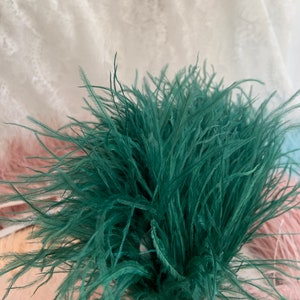 Green Ostrich Feather Trimming Fringe con nastro adesivo, modisteria artigianato costumi decorazione, naturale struzzo capelli piuma trim immagine 8