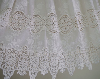 Tejido de encaje de algodón con tejido de encaje de algodón natural floral retro