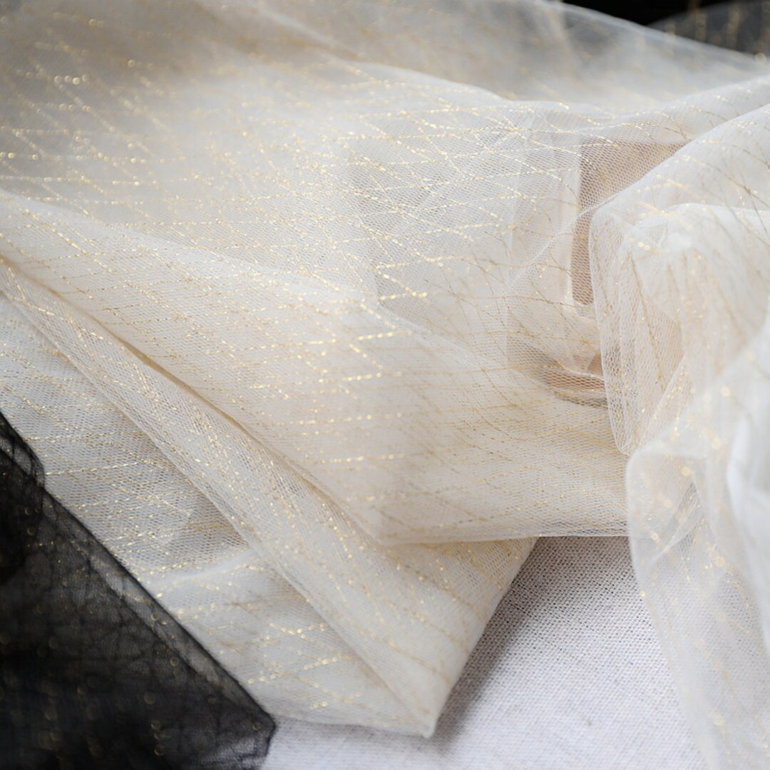 Ivory Cream Tulle Lace Fabric With Gold Diamond Lattice - Etsy