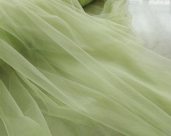 light green plain tulle fabric, tulle lace fabric, mesh fabric, gauze fabric, net fabric, soft tulle lace fabric for dress and couture