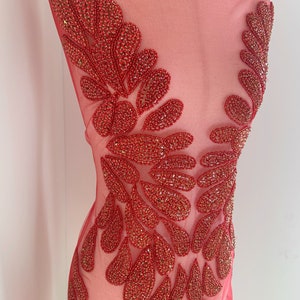 Sparkle red Rhinestone bodice applique for corset, costume, large crystal patch for birthday dress