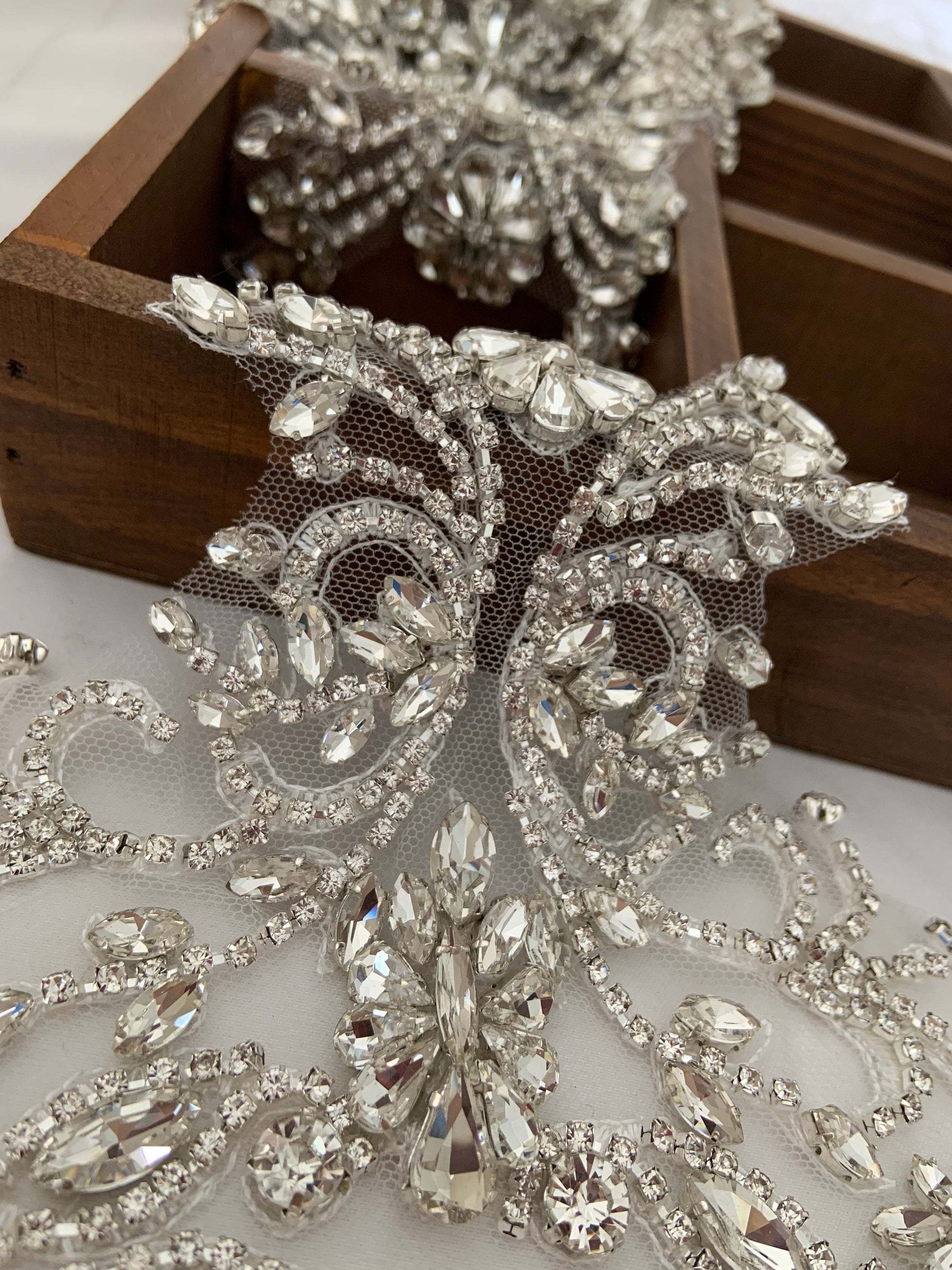 Crystal Diamante Rhinestone Applique for Bridal and Wedding Dress Embe –  World Trimmings
