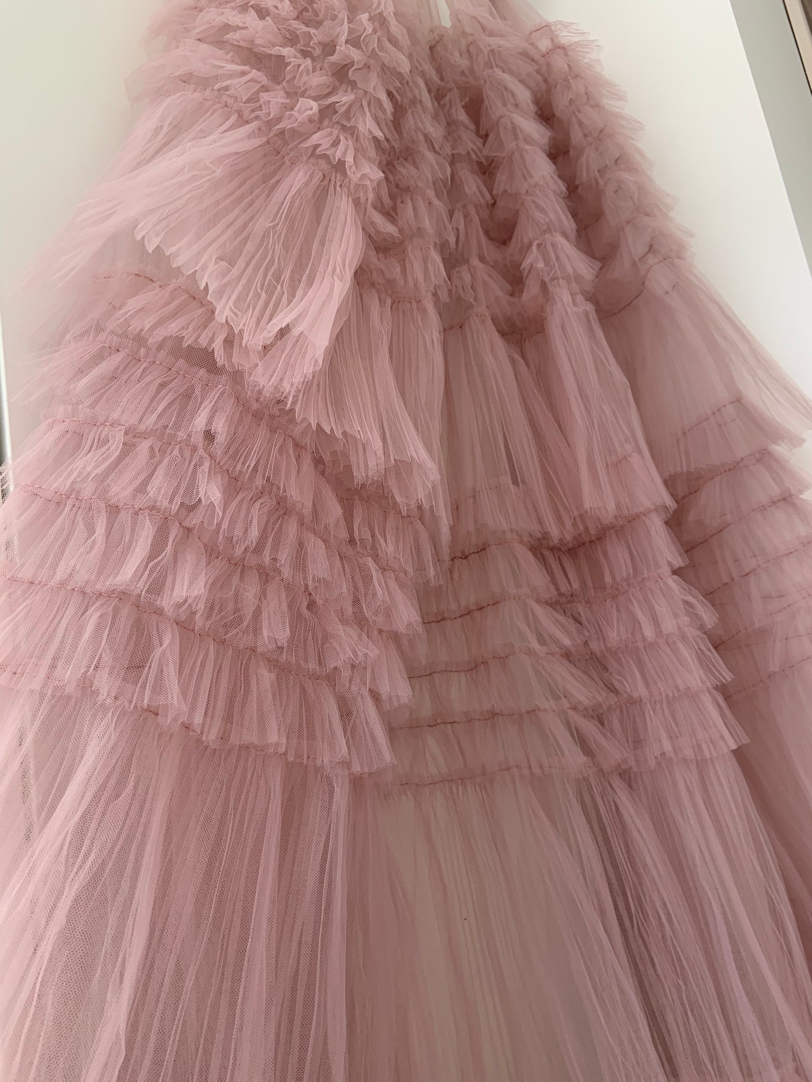 Mauve Pink Ruffled Fabric, Ruffle Fabric for Cake Dress, Bridal Dress ...