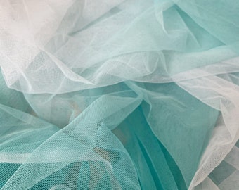 Dip dye style tulle fabric with Ombré colors, green and white gradient color