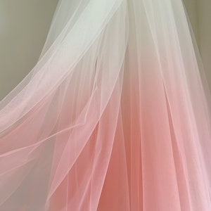 Dip dye style tulle fabric with Ombré colors, peach pink to white gradient color image 7