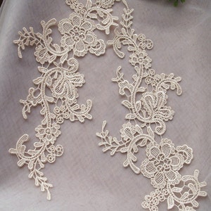 light blue lace applique, venise lace applique, bridal lace applique image 5