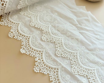 7.8 inches Ecru cotton lace trim, cotton lace, retro scalloped trim lace, one yard