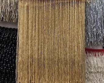 2 yards gold heavy bead Fringe trim for haute couture, seed bead fringe tassel, seed beads fringe, Millinery Crafts embellishment