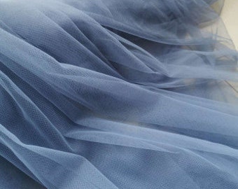 Pale blue tulle fabric, tulle lace fabric, mesh fabric, gauze fabric, net fabric, soft tulle lace fabric for dress and couture