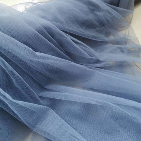 Pale blue tulle fabric, tulle lace fabric, mesh fabric, gauze fabric, net fabric, soft tulle lace fabric for dress and couture