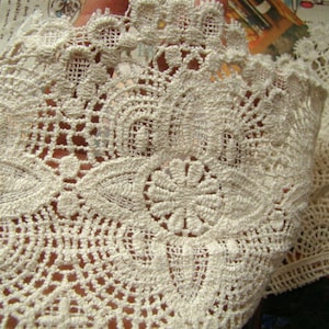 Cotton Lace Trim  Ecru Embroidery Lace Fabrics Hollowed Scollap Lace Fabrics Supplies Bridal Accessories