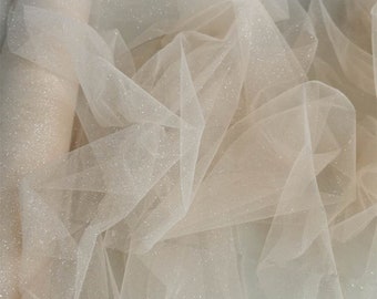 ivory tulle fabric with glitters for bridal dress, costume dress