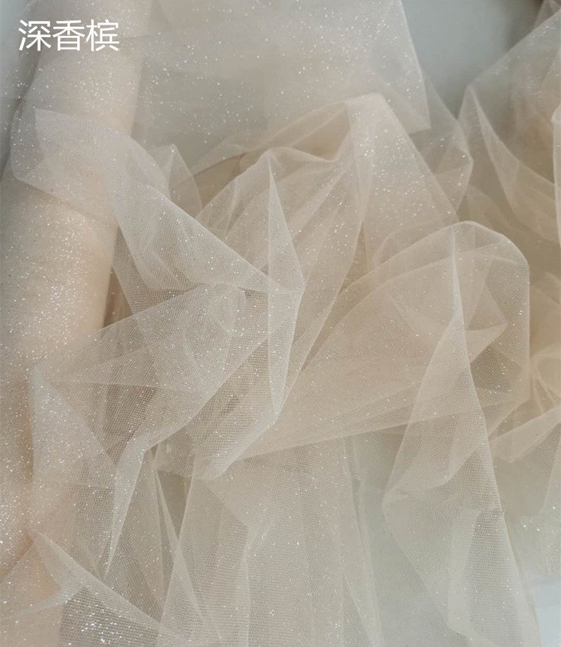 ivory tulle fabric with glitters for bridal dress, costume dress image 1