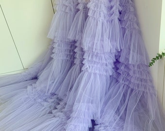 light purple ruffled fabric, ruffle fabric for cake dress