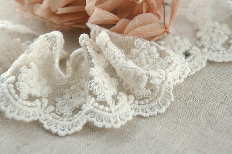 2 yards ivory lace fabric trim antique style trim lace Etsy